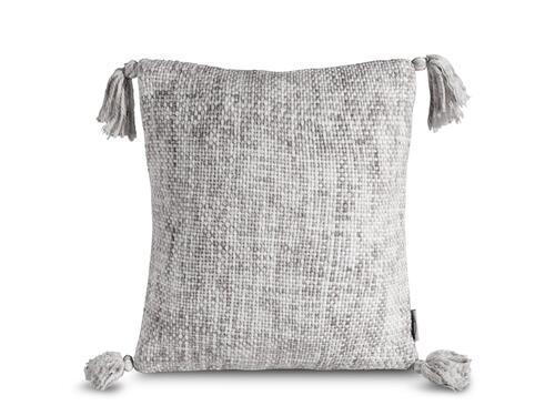 Dekoračná pletená obliečka na vankúš so strapcami - Gati, krémovošedá 45 x 45 cm